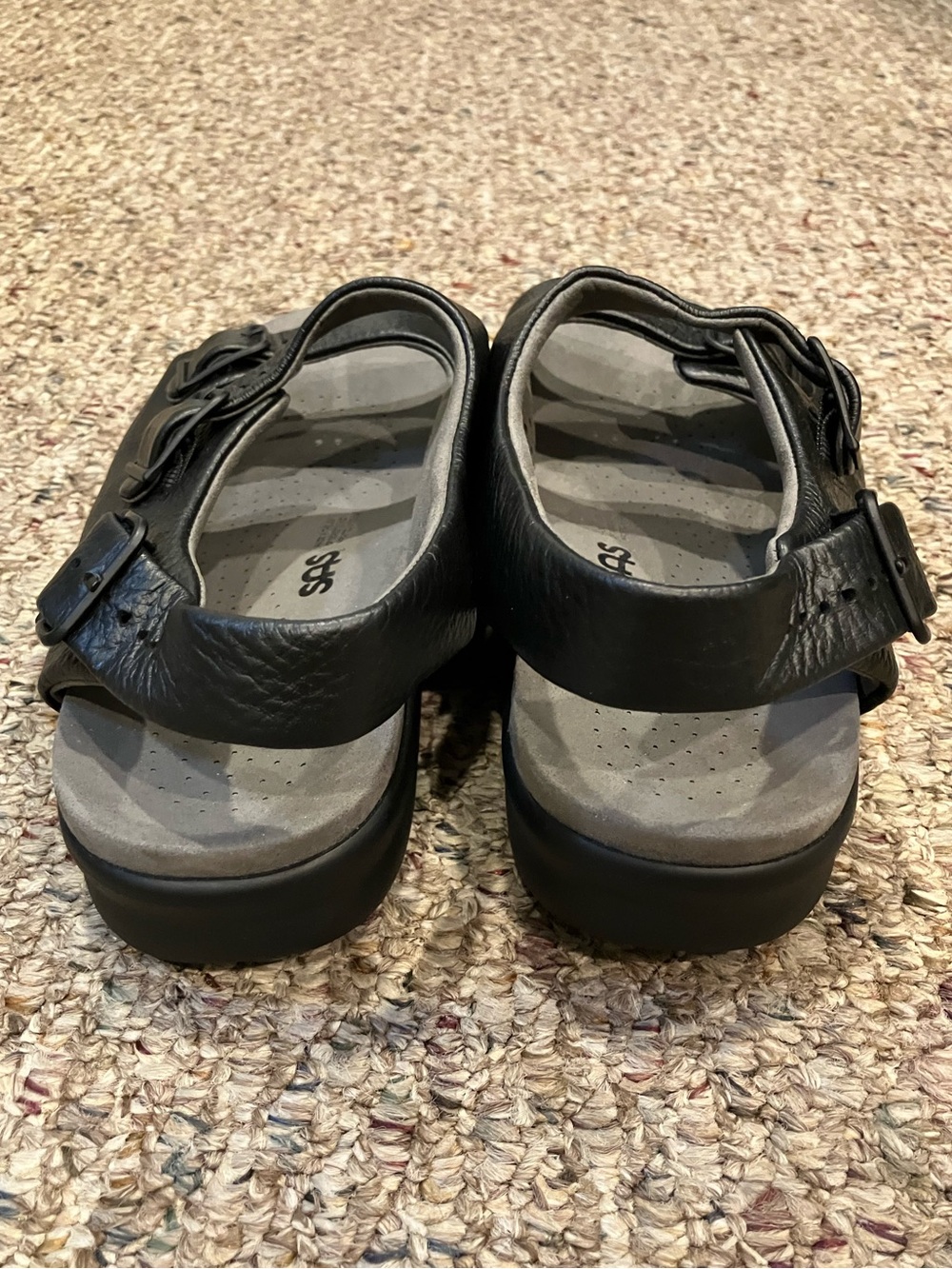 SAS Duo Sandal Black Leather Double Strap Adjustable Tripad Comfort Women's 8W - Picture 4 of 13